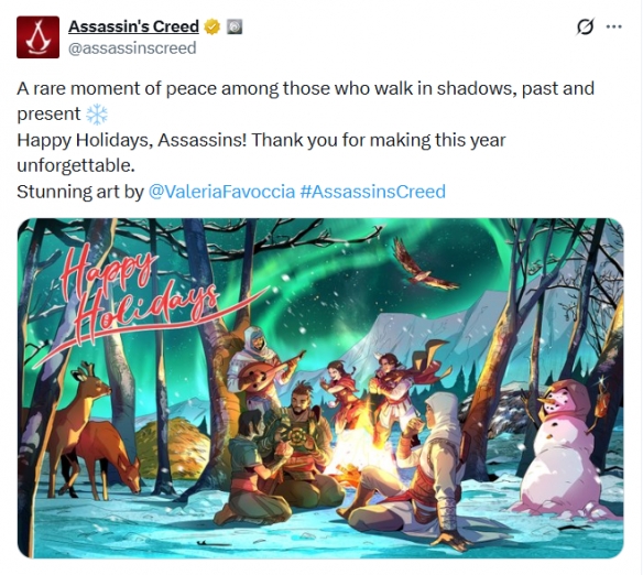 《刺客信条》圣诞贺图公布！历代主角篝火旁温馨共聚-i游戏 | 爱游戏 – www.iyouxi.com.cn